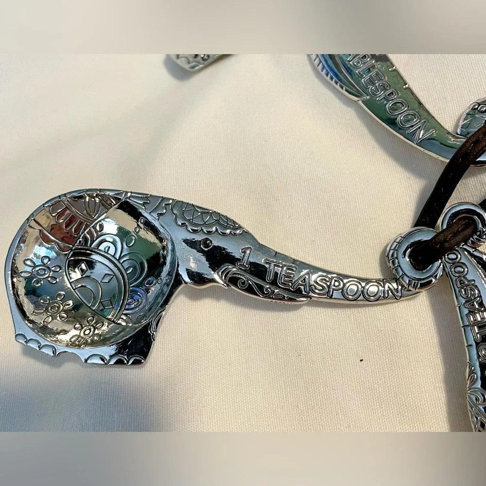 *EUC* GANZ Elephant Measuring Spoon Set -4 piece set -Silver Tone -Ornate Design